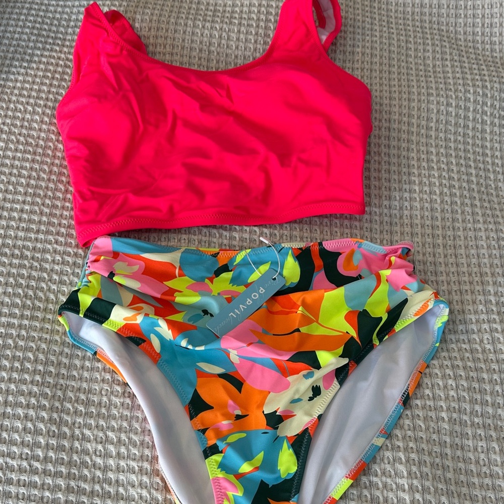 Popvil Women's Pink and Multicolor Bikini Set